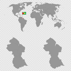 Guyana Map Set with World Location.