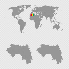 Obraz premium Guinea Map Set with World Location.