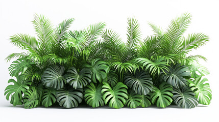 Realistic palm leaves shrubs corner on white background