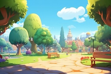 Cartoon park architecture creativity.