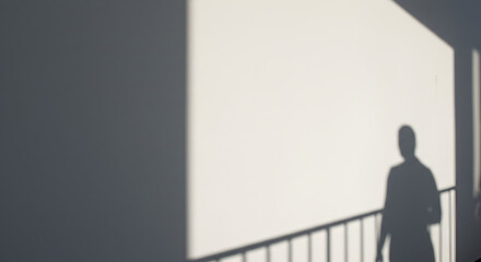 Pure White Wall with Human Shadow
