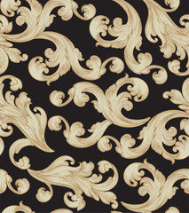 Seamless Vintage Swirl Damask Pattern For Fabric Print