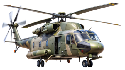 Military Helicopter on Transparent Background

