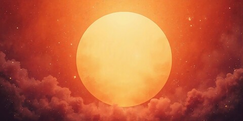 Sunset Over Cosmic Clouds with Giant Sun