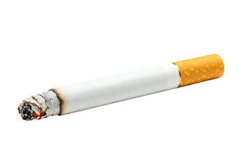 A lit cigarette Isolated on transparent background depicting smoke addiction and unhealthy habits