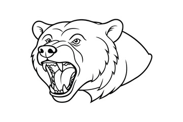 Line art illustration of a furious bear head.eps