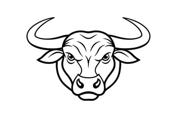 Line art illustration of a furious bull head.eps