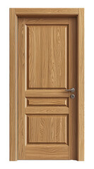 Detailed Paneled Wooden Door Interior Architecture on a Transparent Background PNG Image