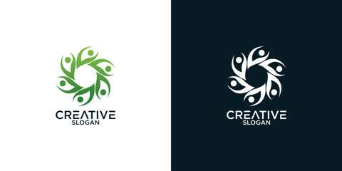 leaf and person logo vector design	