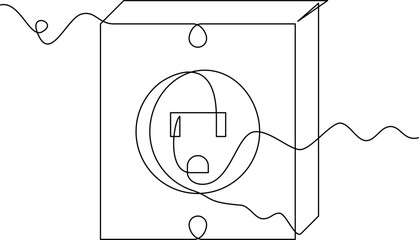 one line art Electrical Outlet vector illustration. line art, one continuous line, simple, hand drawn and sketch style. for icons, symbols, signs or logos. PNG
