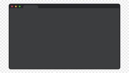 Web browser mockup window in dark mode modern flat simple line. web interface blank. Frame screen webpage ui template, interface bar.