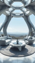 Futuristic Living Space with Panoramic View
