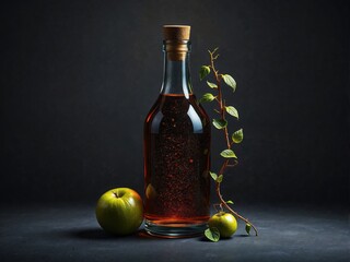Still Life with Apple, Bottle, and Vine