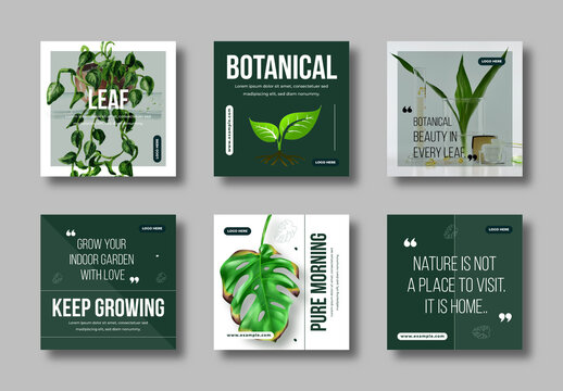 Botanical Post Template Green Nature Plant Social Media Design