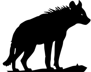 black silhouette of a hyena