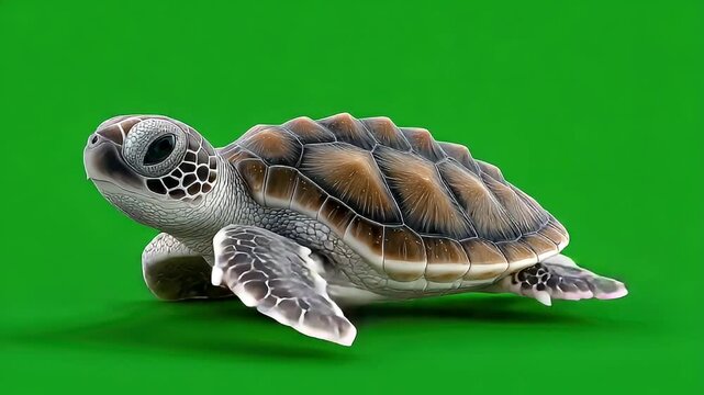 Baby sea turtle isolated studio