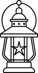 Vintage Lantern Line Art for Independence Day Bold Outline Minimalist Design