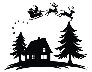 Christmas Silhouette – Pine Tree Forest in Winter