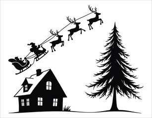 Fototapeta premium Christmas Silhouette – Reindeer Herd in Snow