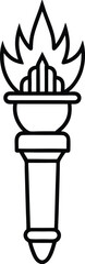 Bold Black Outline Torch Line Art Design for Independence Day