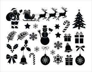 Naklejka premium Santa & Reindeer Silhouettes