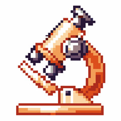 Obraz premium Pixel art microscope retro science instrument in vintage