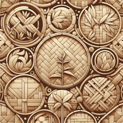Bamboo woven design motif with soft brown color