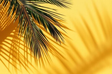 Yellow Palm Shadow on Cement Wall