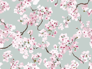 cherry blossom, flower, pattern, floral, seamless, vector, illustration, nature, spring, blossom, design, wallpaper, decoration, flowers, pink, cherry, tree, art, leaf, beauty, plant, texture, branch,