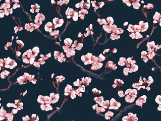cherry blossom, flower, pattern, floral, seamless, vector, illustration, nature, spring, blossom, design, wallpaper, decoration, flowers, pink, cherry, tree, art, leaf, beauty, plant, texture, branch,