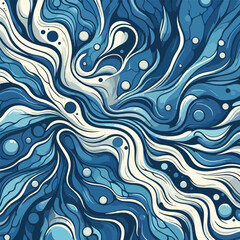 blue color with water flow motif with abstract design