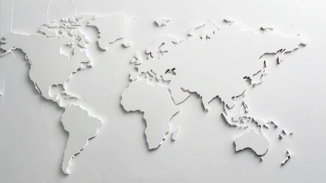 A minimalist white world map silhouette, ideal for modern decor. This elegant design enhances interiors, perfect for travel enthusiasts and creatives.