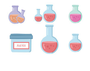 Laboratory Glassware, Flasks, and Aid Kit Essential Equipment for Experiments and Scientific Research Illustrations, chemical burner