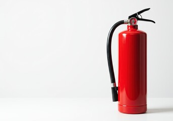 Red fire extinguisher on white background