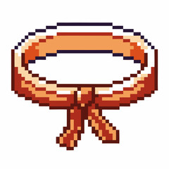 Fototapeta premium Pixelated orange martial arts belt, retro style, symbolizes achievement and progression