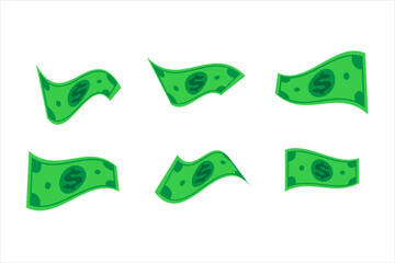 vector of American dollar banknotes in various shapes