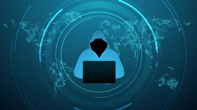 Hacker in a hoodie background loop