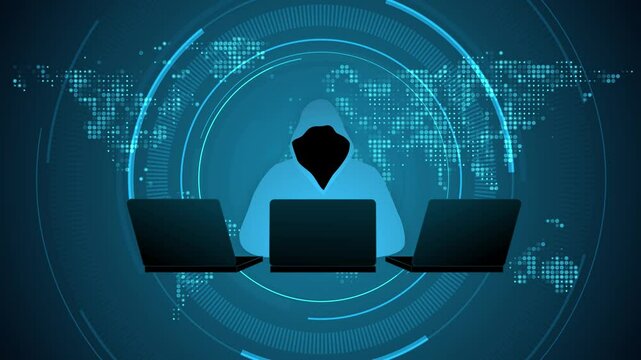Hacker in a hoodie background loop