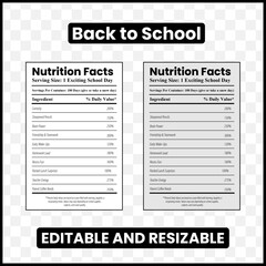Back to school nutrition facts
School nutrition label
Education nutrition facts
Student nutrition label
Mock nutrition facts
Healthy school snacks
Back to school infographic
School lunch nutrition fac