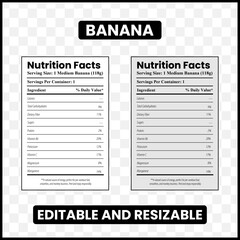 Banana supplement facts
Banana nutrition facts
Banana label design
Fruit nutrition facts
Banana infographic
Supplement facts label
Banana health facts
Mock nutrition label