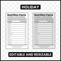 Holiday nutrition facts
Funny holiday label
Holiday label design
Mock nutrition label
Seasonal nutrition facts
Holiday infographic
Celebration nutrition facts
Holiday printable label

