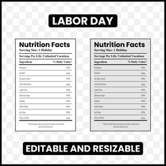 Labor Day nutrition facts
Labor Day label design
Funny Labor Day label
Holiday nutrition facts
Worker nutrition facts
Labor Day infographic
Mock nutrition label
Labor Day printable