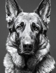 beautiful detailed close up image of a German  dog looking at camera