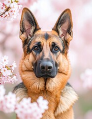 beautiful detailed close up image of a German  dog looking at camera