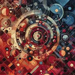geometric motif with red color and abstract design