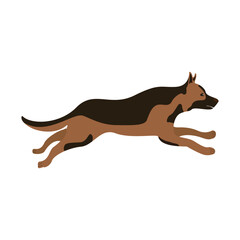 Running and jumping German Shepherd Illustration
