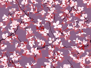 cherry blossom, flower, pattern, floral, seamless, vector, illustration, nature, spring, blossom, design, wallpaper, decoration, flowers, pink, cherry, tree, art, leaf, beauty, plant, texture, branch,