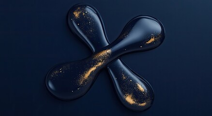 Obraz premium Render of three X chromosomes, blue background, dark blue color scheme, white and golden accents.