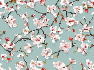 cherry blossom, flower, pattern, floral, seamless, vector, illustration, nature, spring, blossom, design, wallpaper, decoration, flowers, pink, cherry, tree, art, leaf, beauty, plant, texture, branch,