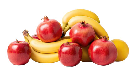 Assortment of fresh fruits promoting an anti-cellulite diet and healthy skin, isolated on a white background. Concept for wellness, beauty, and healthy lifestyle.